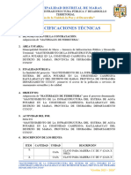 Especificaciones Técnicas Ferreteria