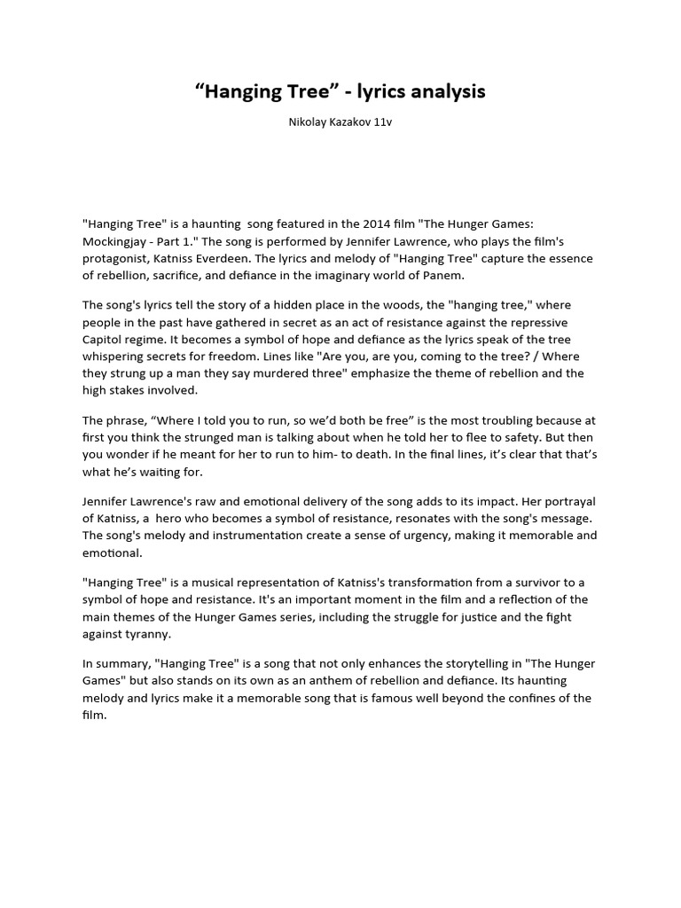 Hanging Tree&rdquo; - Lyrics Analysis | PDF