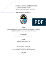 Educación Ambiental y Conciencia Ambiental en Estudiantes de Posgrado