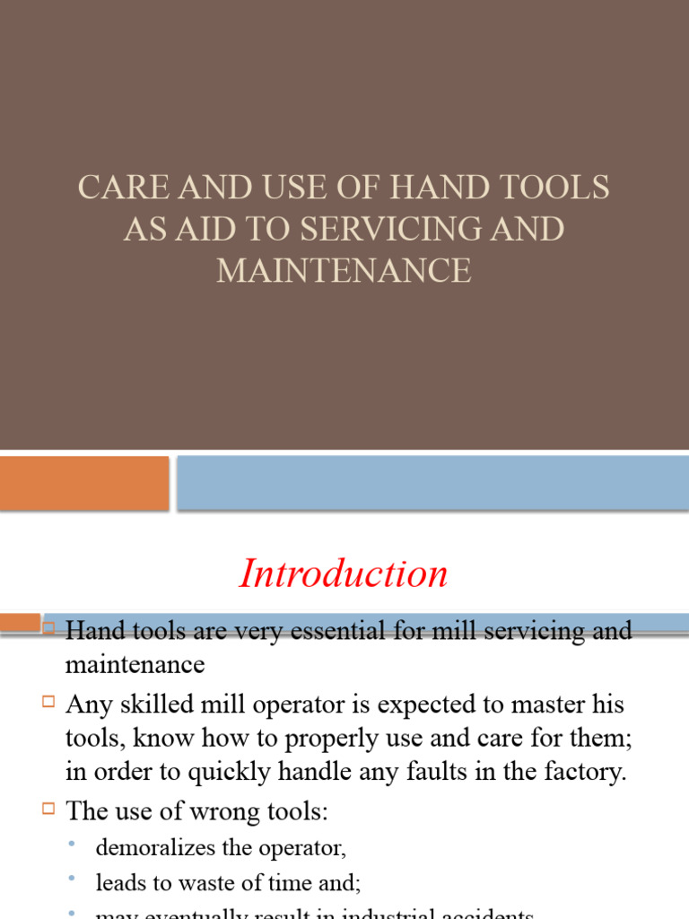 Care and Use of Hand Tools As Aid PDF