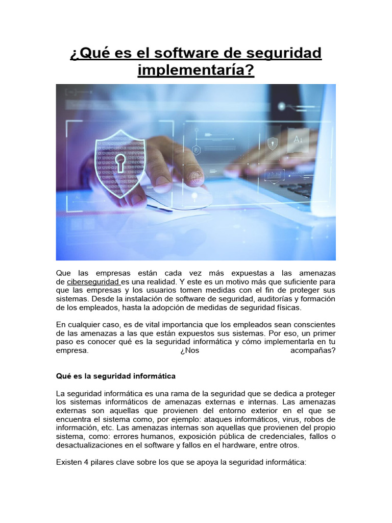 Qué es el software de seguridad informática | PDF | Seguridad | La ...