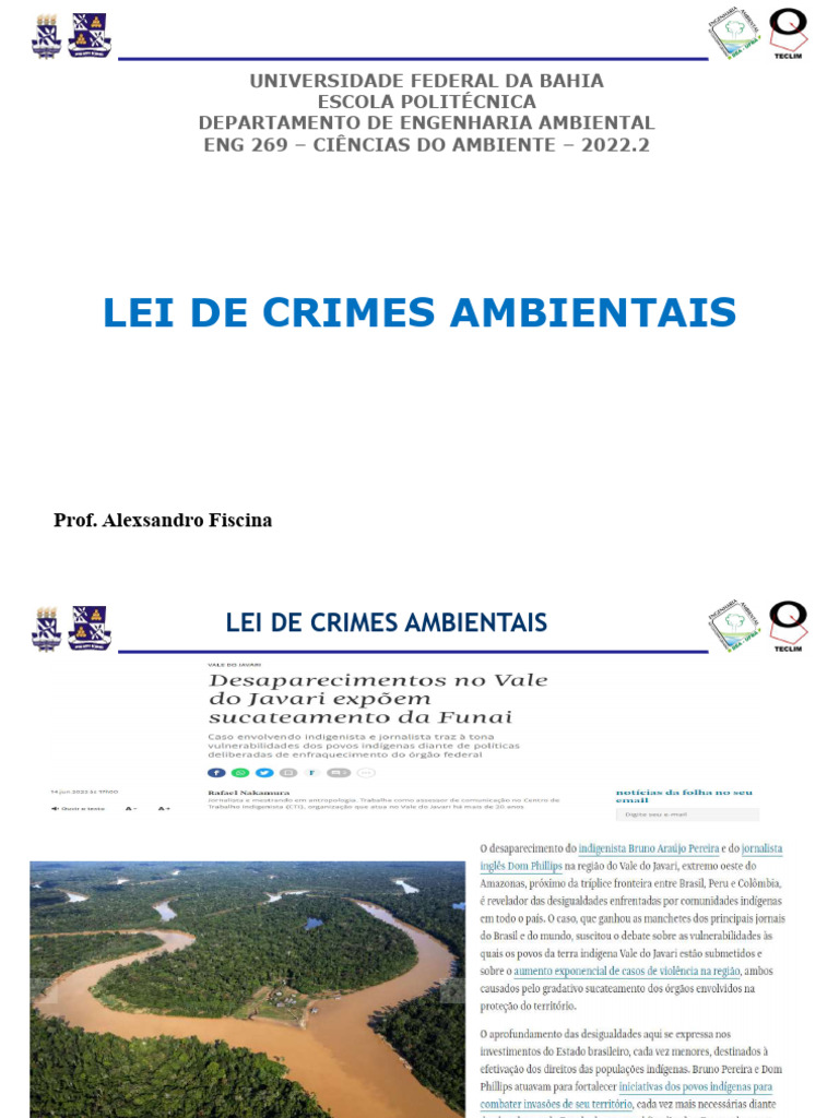 Notas de Aula Lei de Crimes Ambientais 2022.2 | PDF | Crimes | Crime e ...