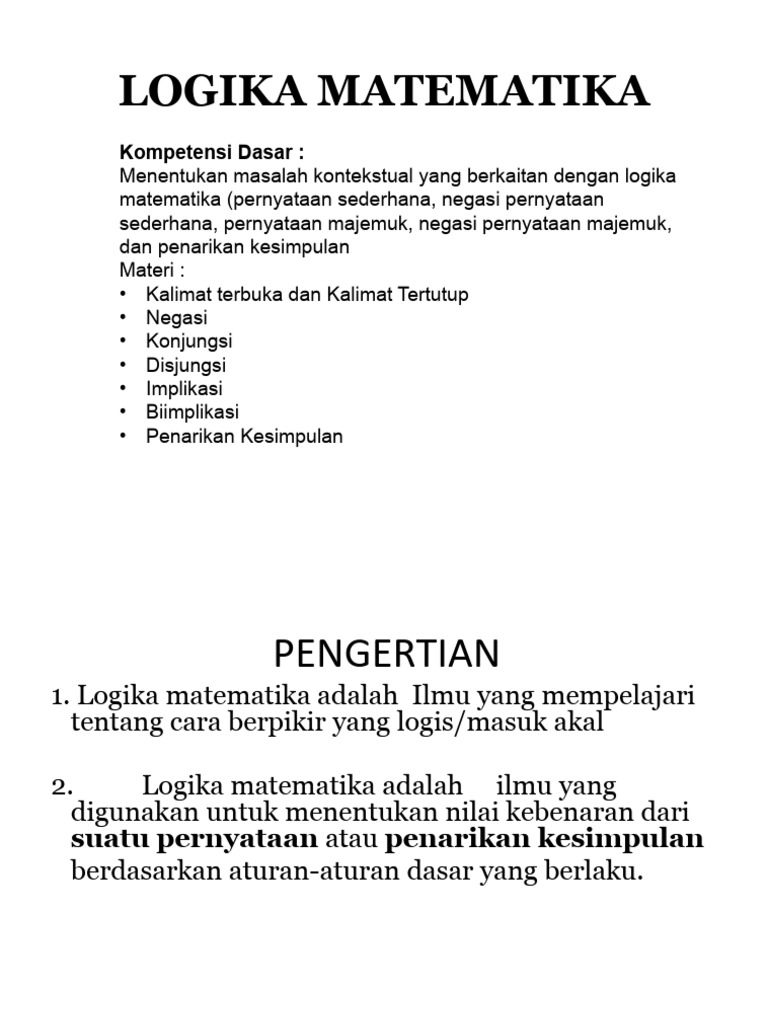 Logika Matematika 1 | PDF