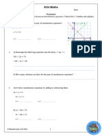 Simultaneous Equations 1 Worksheet Unit 2