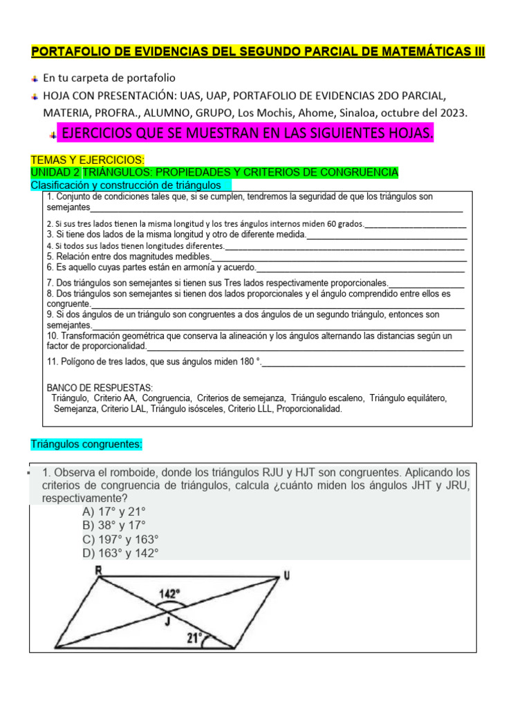 Portafolio de Evidencias Del Segundo Parcial de Matemáticas III | PDF ...