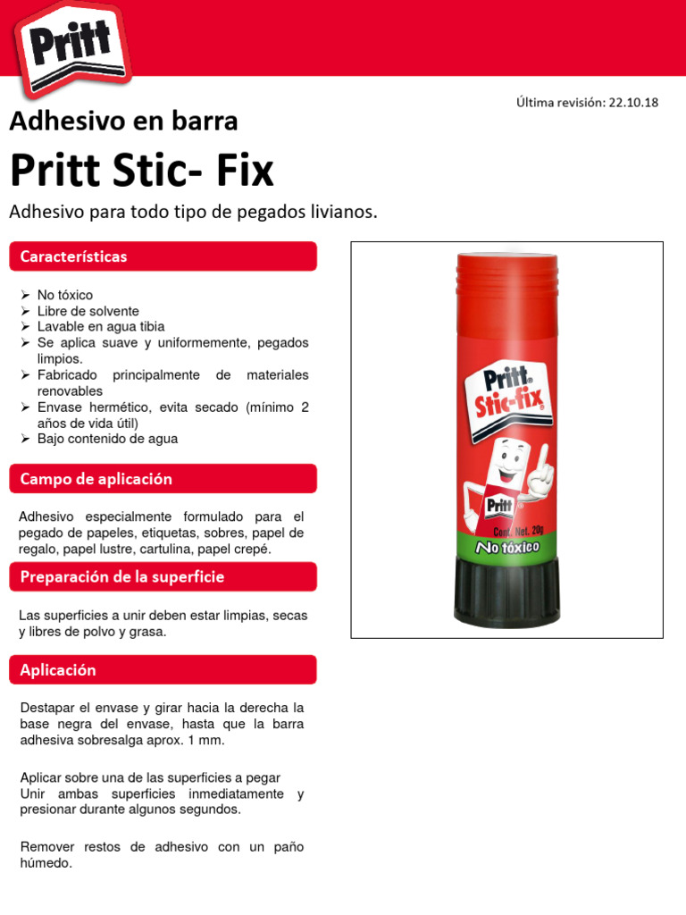 Pritt Stic-Fix: Adhesivo No Tóxico | PDF | Papel | Agua