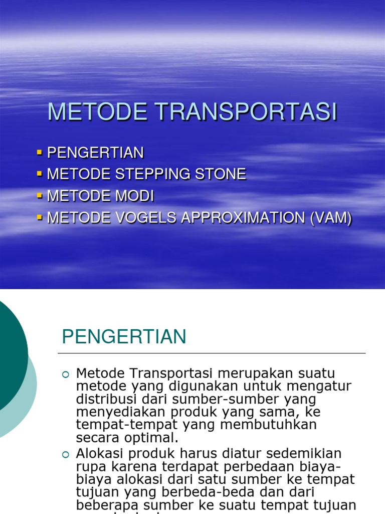 Metode Transportasi: Stepping Stone dan Modi | PDF