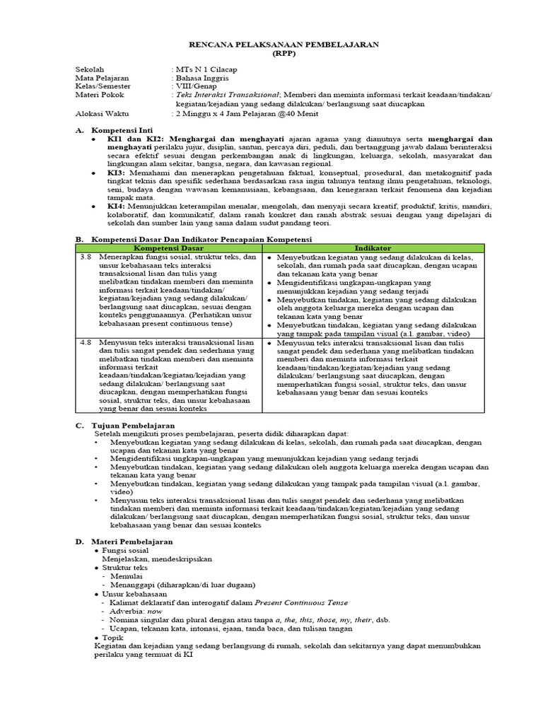 Present Continuous Tense Pdf