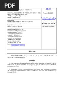 Complaint Filed in Colorado Supreme Court Regarding Misconduct by Chaffee County DA Linda Stanley