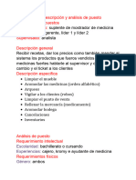 Descripción y Análisis de Puesto Descripción de Puestos Título Del Puesto: Subordinación: Supervisado: Descripción General