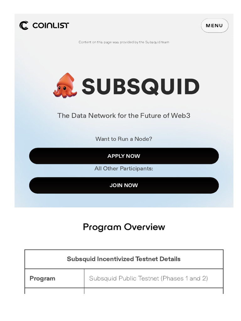 Subsquid Web3 Testnet Program | PDF | Peer To Peer | Computing