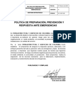 PLT-SST-003 Política de Preparación, Prevención y Respuesta Ante Emergencias