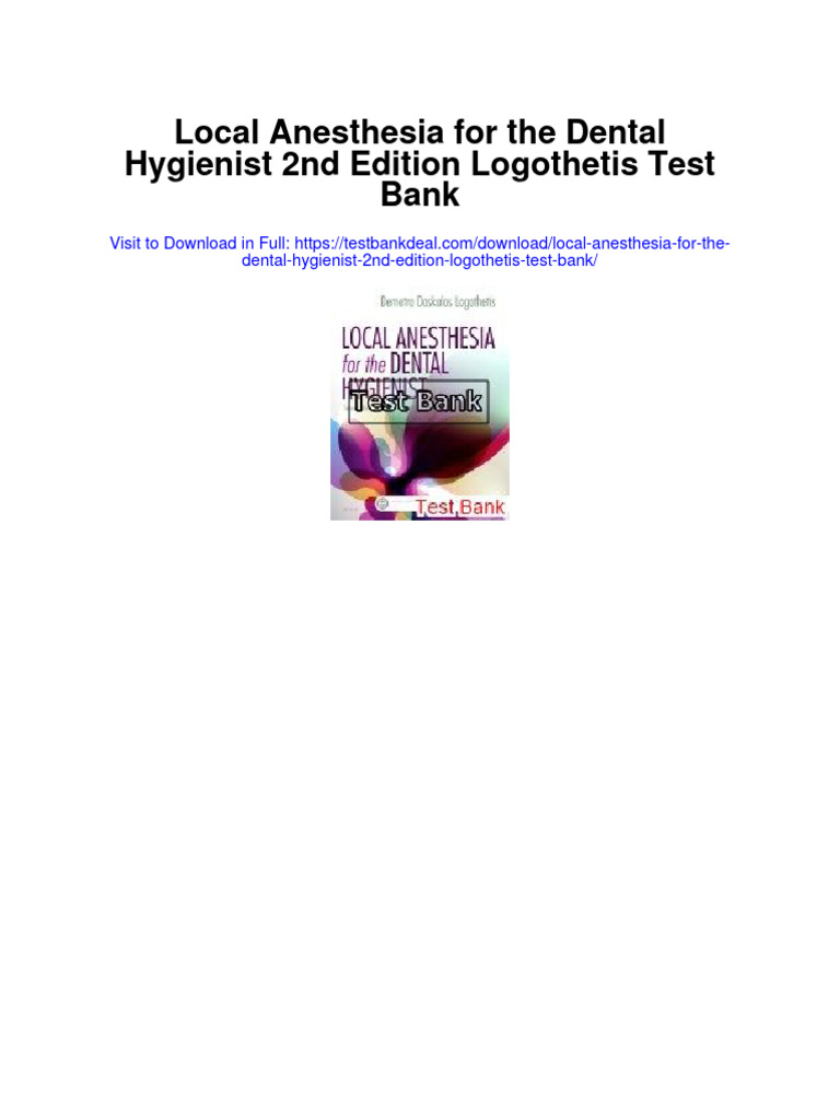 Local Anesthesia For The Dental Hygienist 2nd Edition Logothetis Test