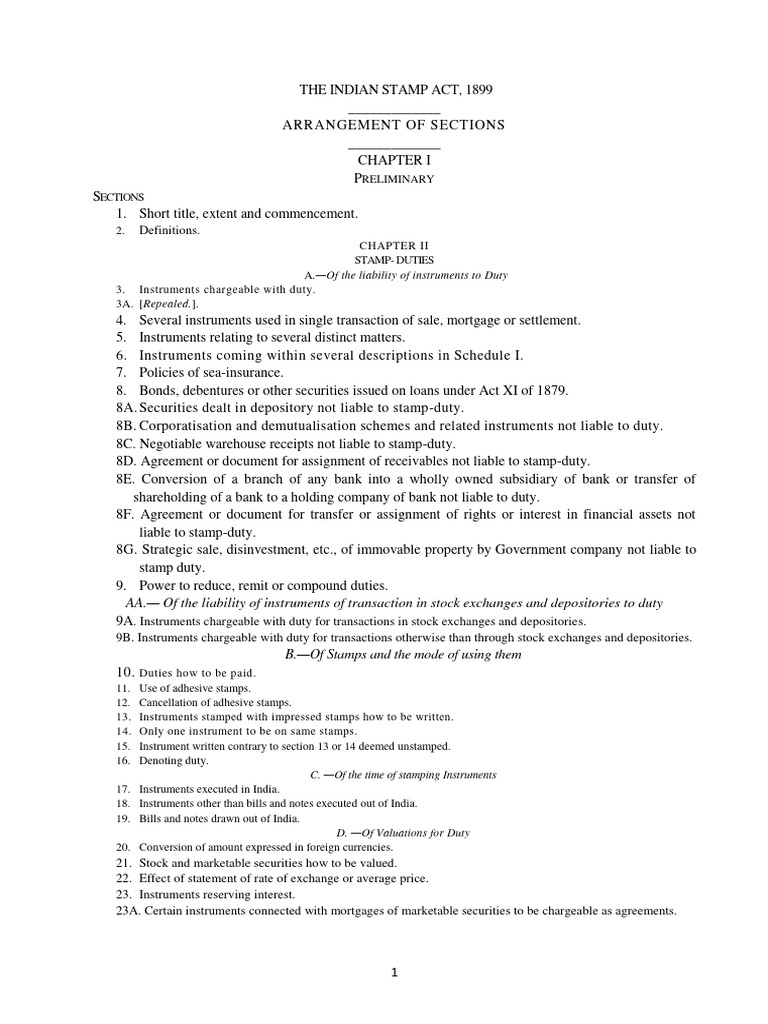 Amended Indian Stamp Act Pdf