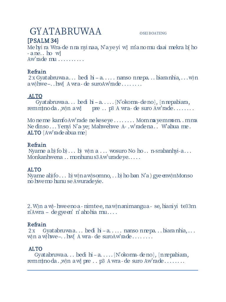 Gyatabruwaa Lyrics by Osei Boateng | PDF | Language Arts & Discipline ...