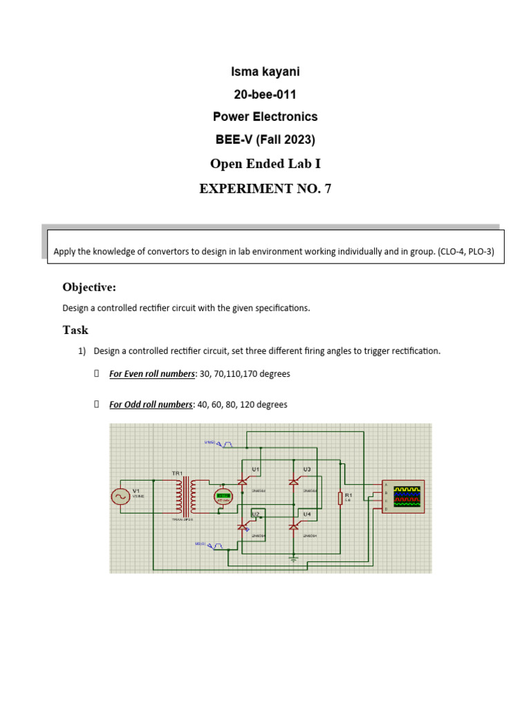 Controlled Rectifier Circuit Design Lab | PDF