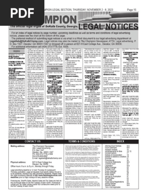 The Champion Legal Ads: 11-02-23, PDF, Request For Proposal