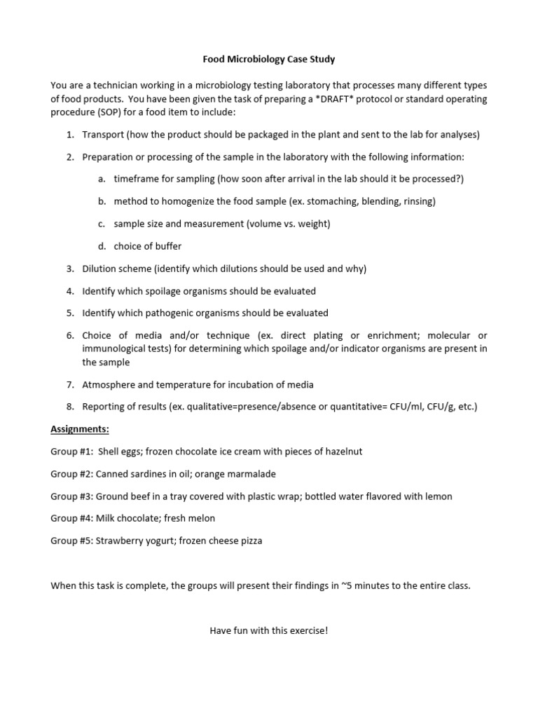 Food Microbiology Case Study PDF