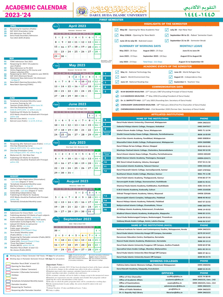 Academic Calendar 2023-2024 New Model | PDF | Academic Term | Semitic Words  And Phrases