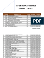 List of Psira Accredited Training Centres April 2021