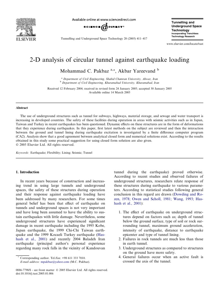 Seismic Analysis of Circular Tunnels | PDF | Earthquakes | Seismology