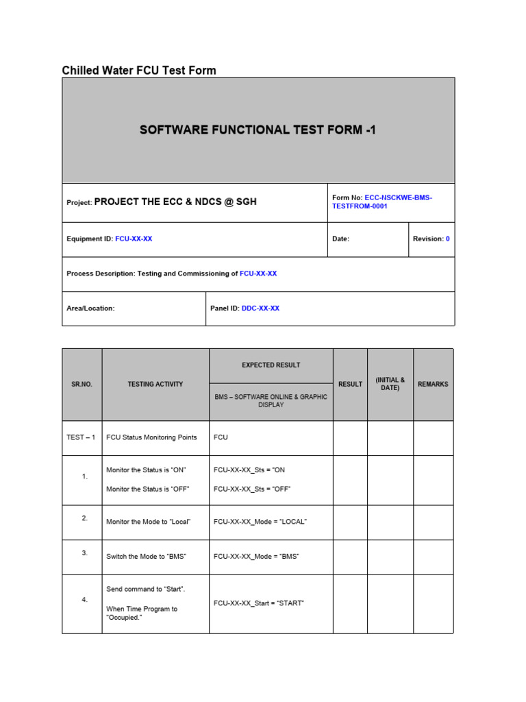 Chilled Water FCU Testing Protocol | PDF | Sensor | Applied And ...