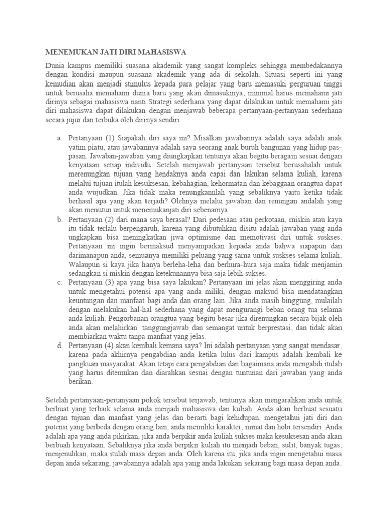 mahasiswa mencari jati diri di kampus