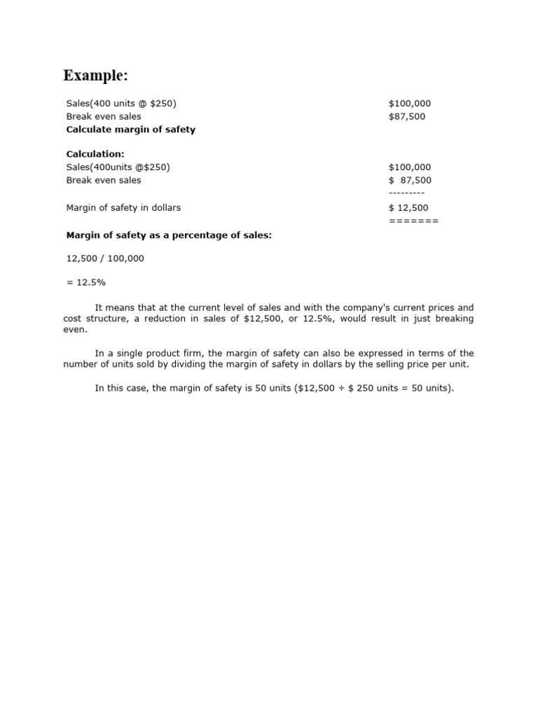 Example Margin of Safety | PDF | Investing | Management Accounting