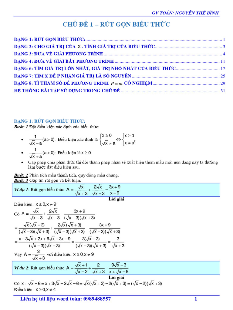 Chu de 1 Rut Gon Bieu Thuc | PDF