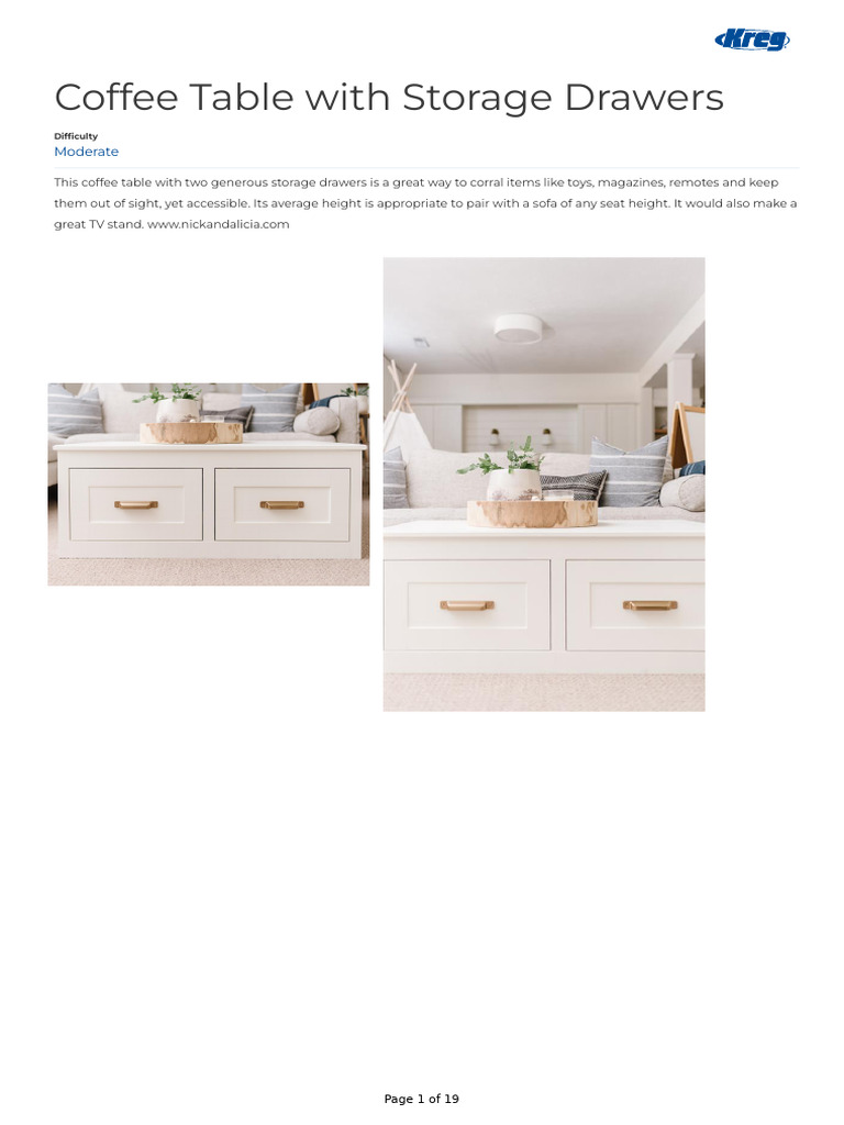 Coffee Table With Storage Drawers | PDF | Cabinetry | Plywood