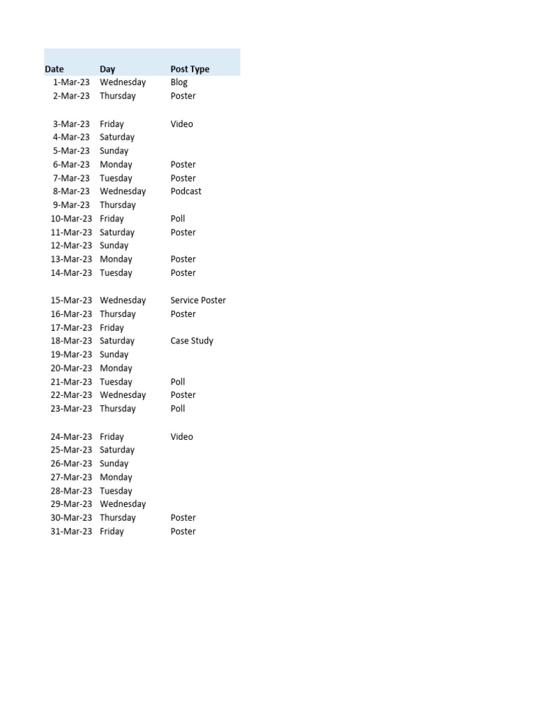 Social Media CalendarMarch PDF Mobile App Application Software