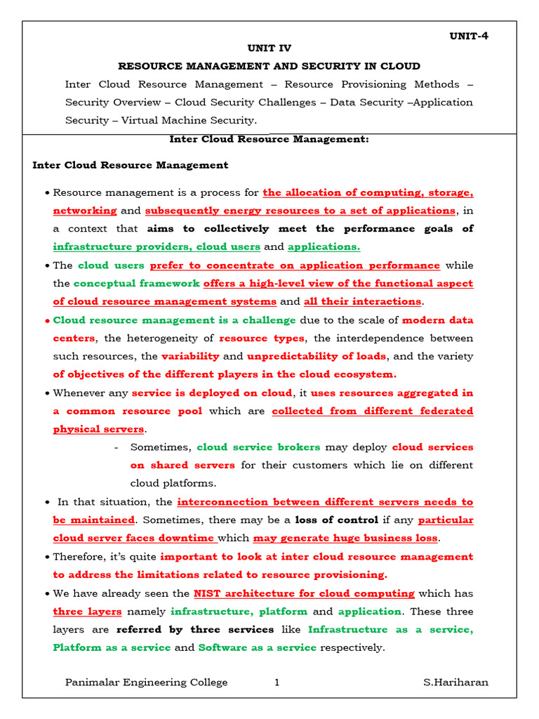 Cloud Resource Management & Security | PDF | Cloud Computing | Virtual ...