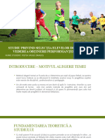 Studiu Privind Selecția Elevilor Pentru Fotbal Piștea Vasile Dragoș