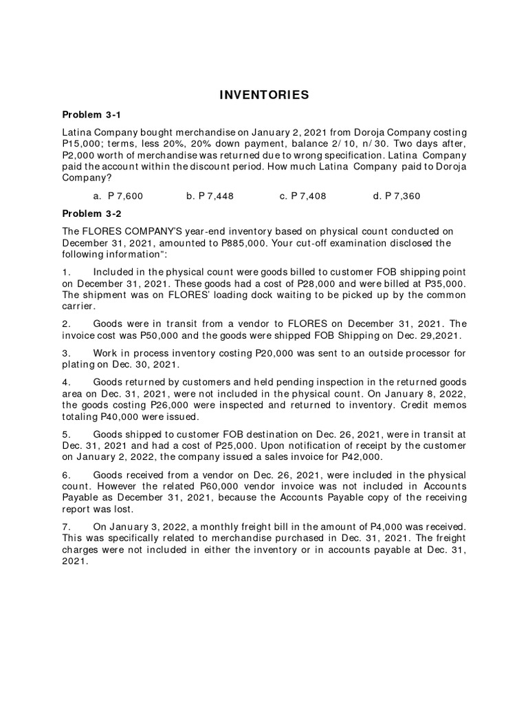 Inventory Adjustments and Calculations | PDF | Accounts Payable | Inventory