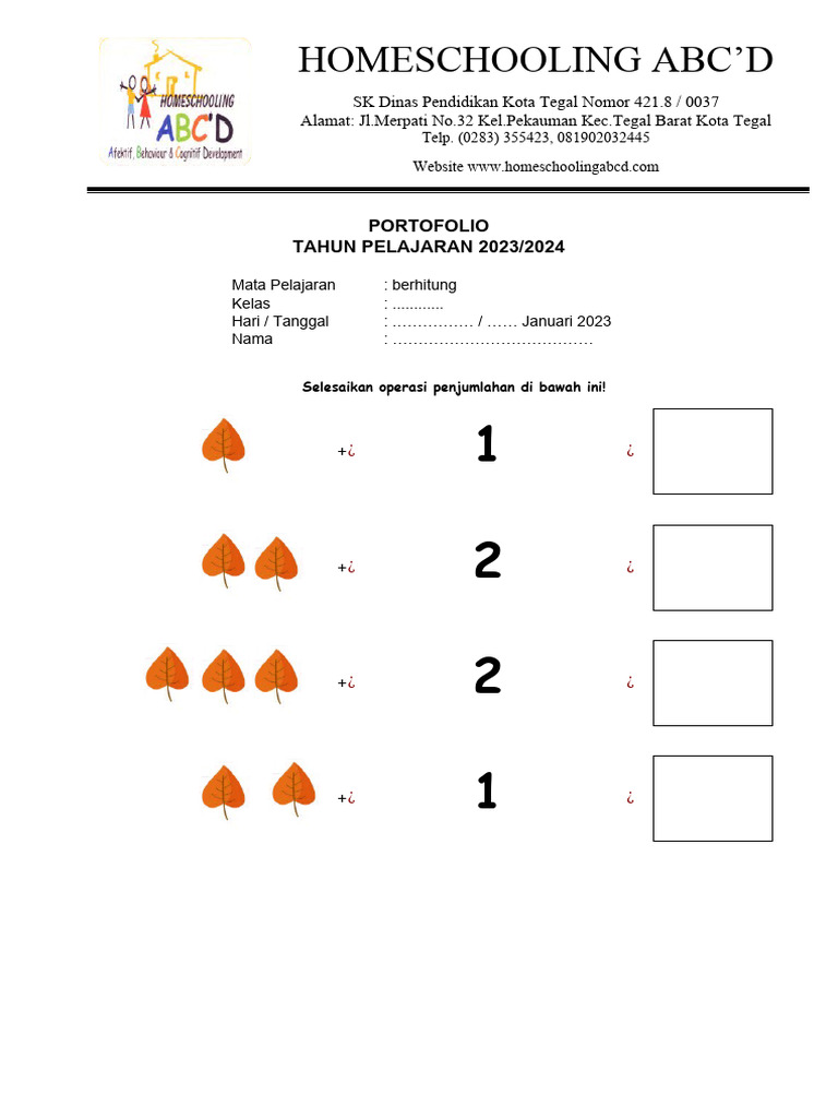 Penjumlahan Gambar Dan Angka | PDF