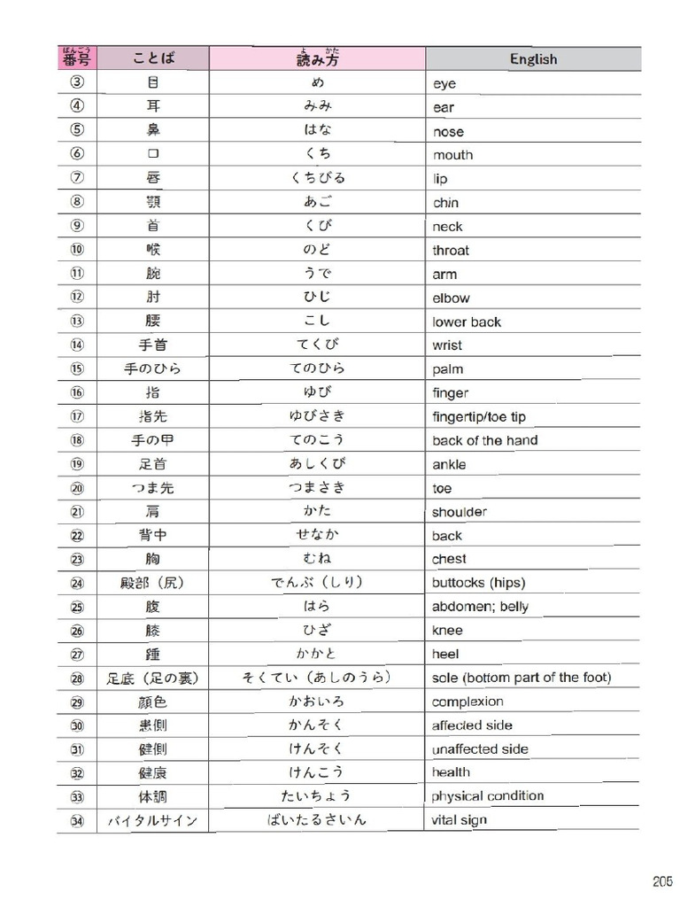 Nursing Japanese Language Word | PDF