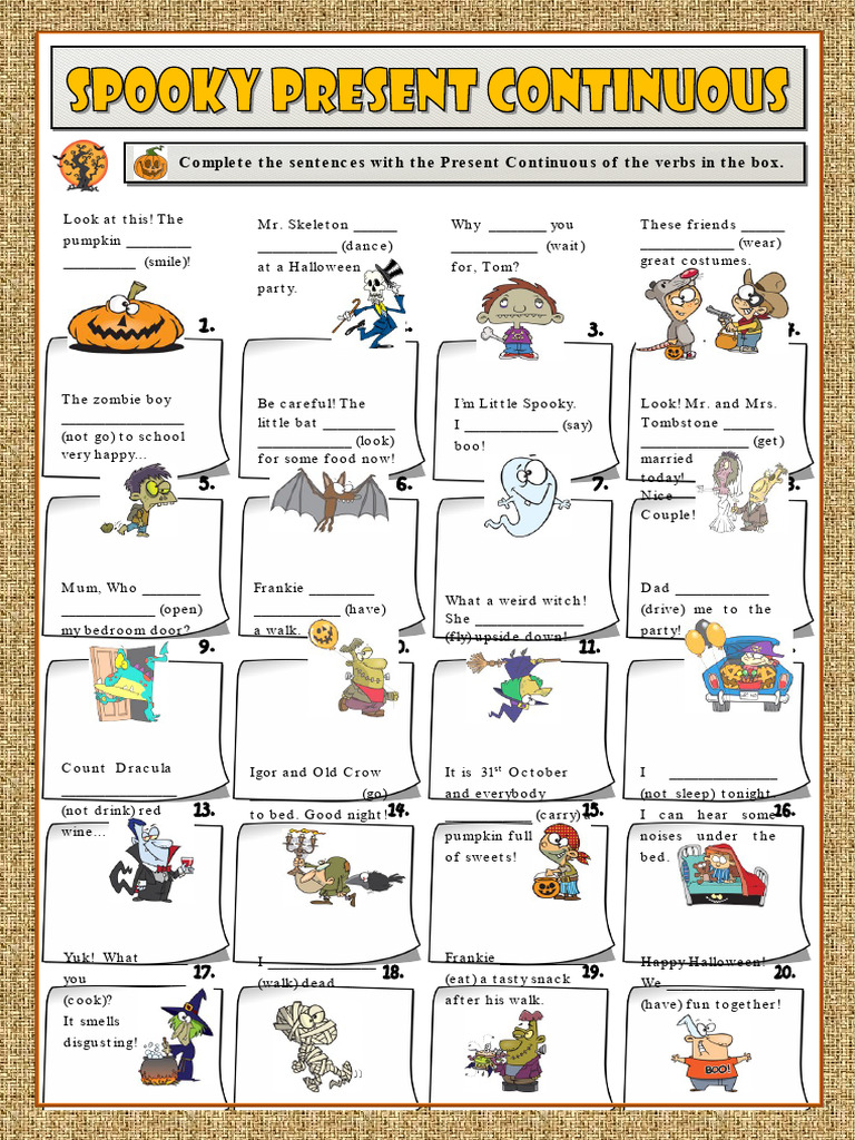 spooky-present-continuous-grammar-drills-information-gap-activities