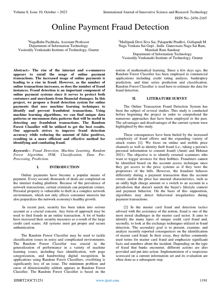 Online Payment Fraud Detection | PDF | Machine Learning | Data Analysis
