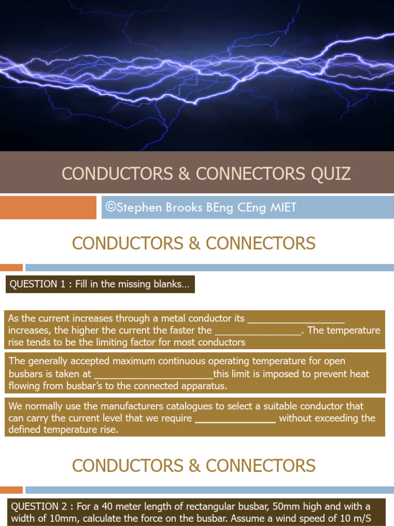 3.1 Conductors & Connectors Quiz PDF Electrical Conductor
