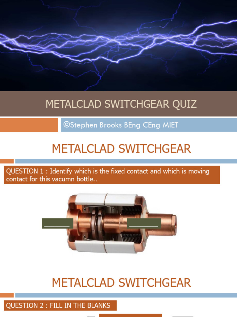 8.1 Metalclad Switchgear Quiz PDF Electrical Wiring Electric