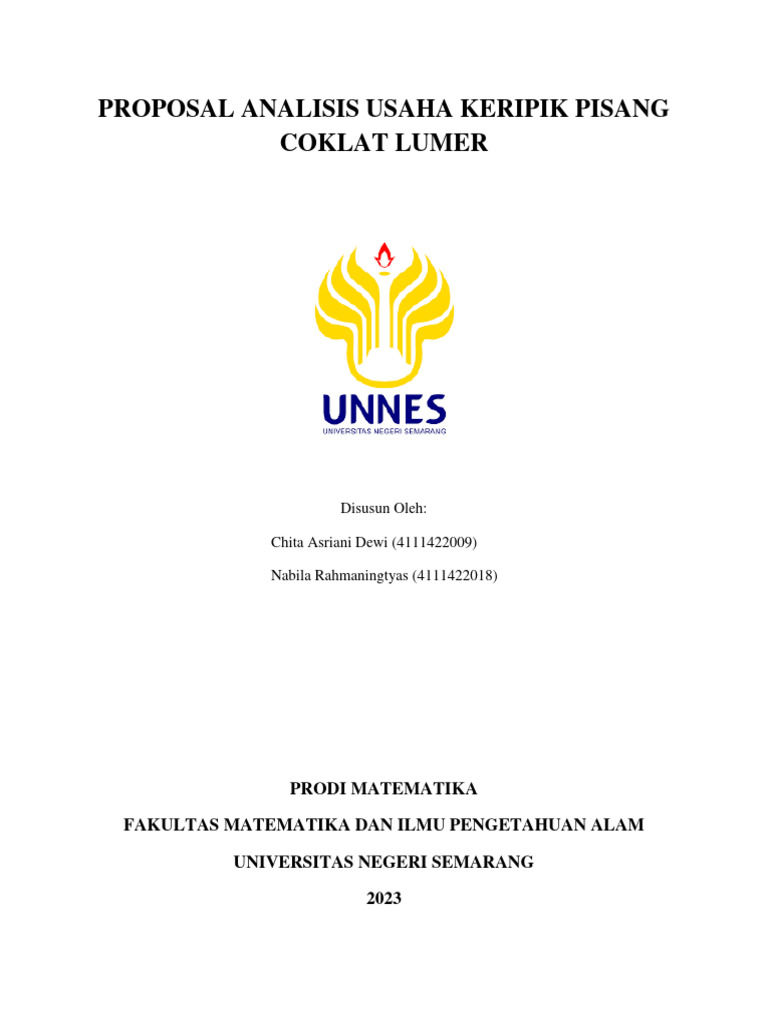 Proposal Usaha Keripik Pisang Lumer 1 Pdf