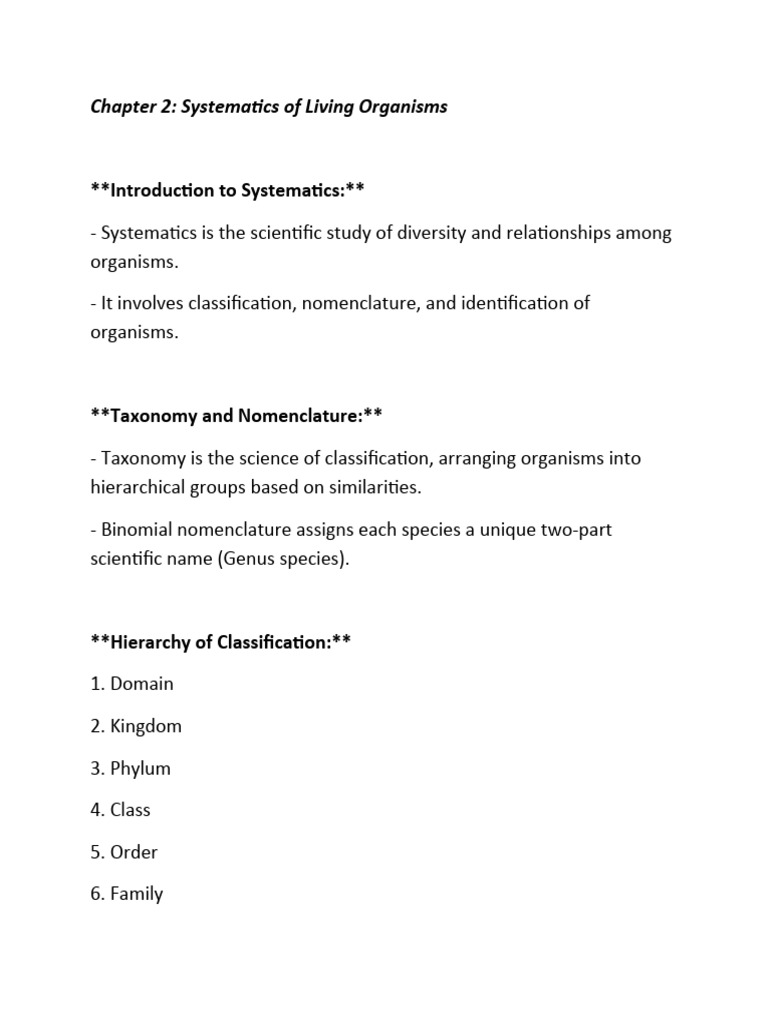 Chapter 2 Systematics of Living Organisms (BIOLOGY 11th) | PDF ...