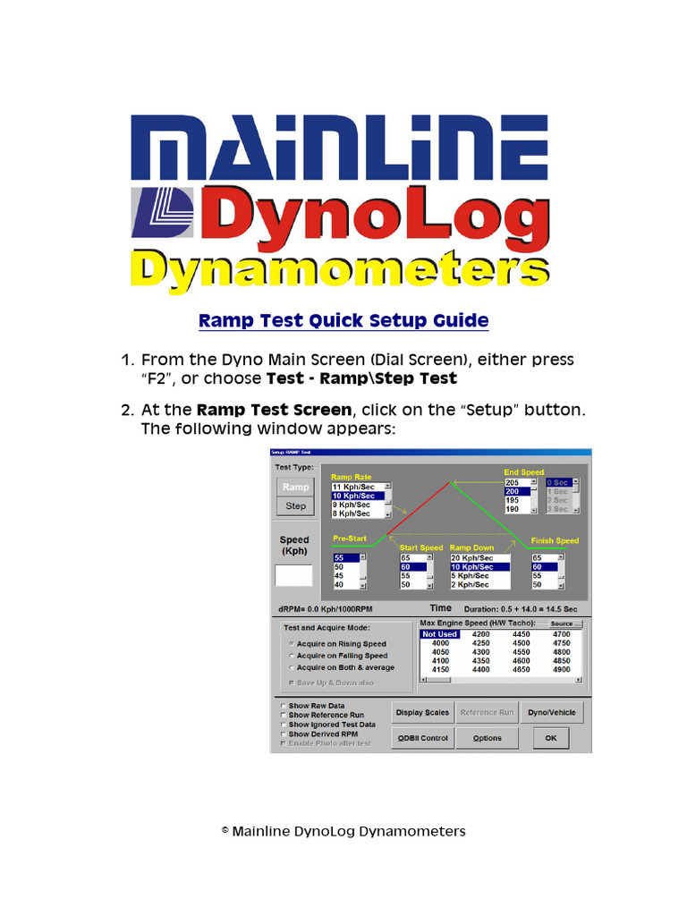 Ramp Test Quick Setup Guide PDF Throttle Motor Vehicle