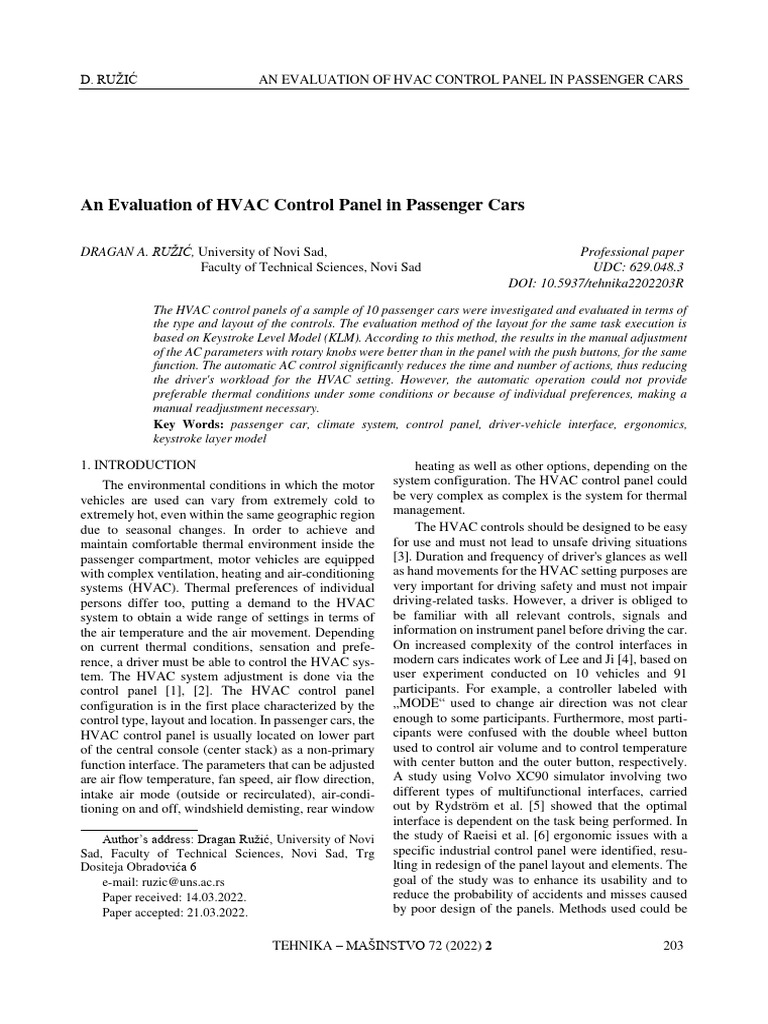 An Evaluation of HVAC Control Panel in P PDF Hybrid Electric Vehicle Human Factors And
