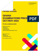 Cambridge Pricelist - Oct Nov 2023 Ghana Private Candidates Only Version 1.1