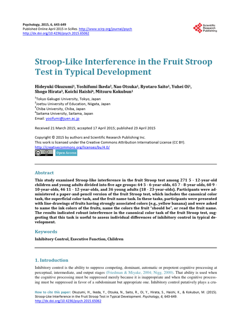 Fruit Stroop | Download Free PDF | Cognitive Psychology | Mental Processes