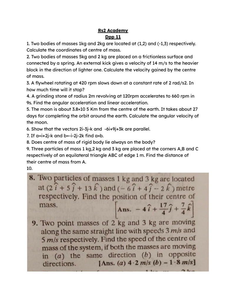 Physics Problems on Mass & Motion | PDF | Social Science | Teaching ...