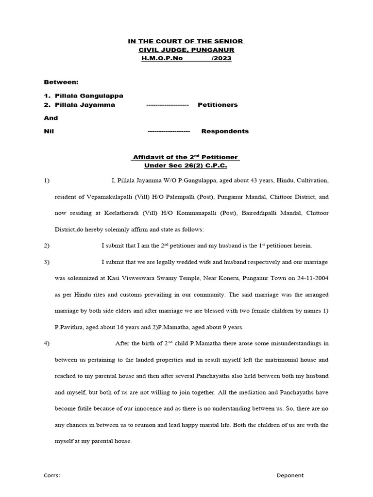 2nd affidavit of the 2nd petitioner pdf marriage justice