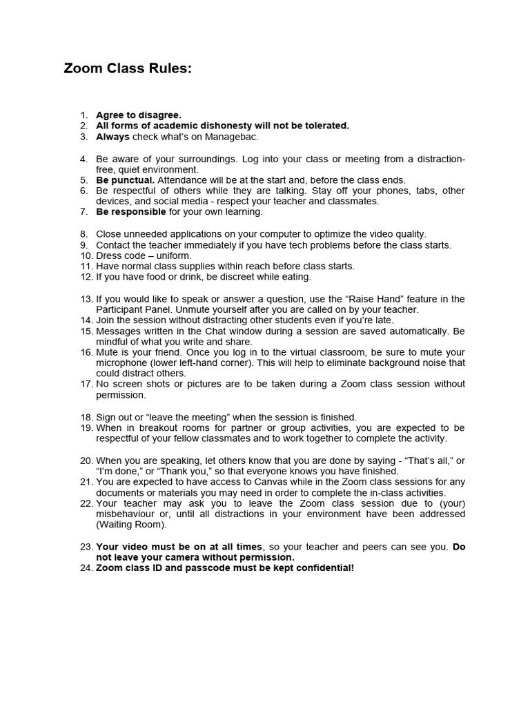Zoom Class Rules PDF Software Computing