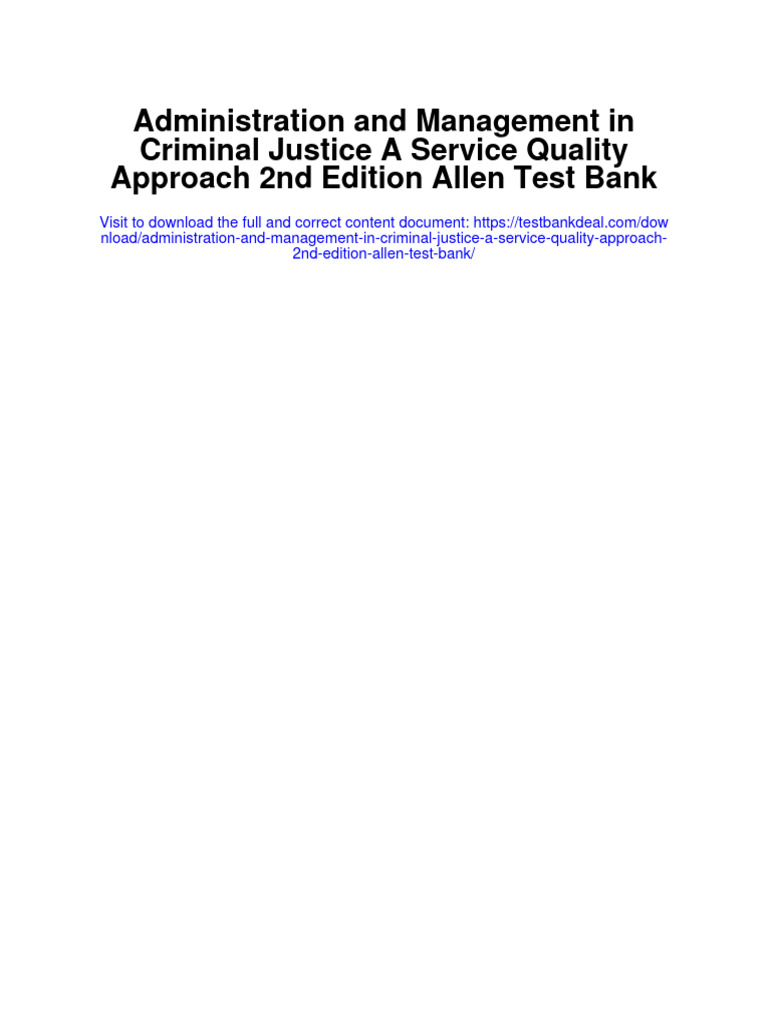 Administration and Management in Criminal Justice A Service Quality